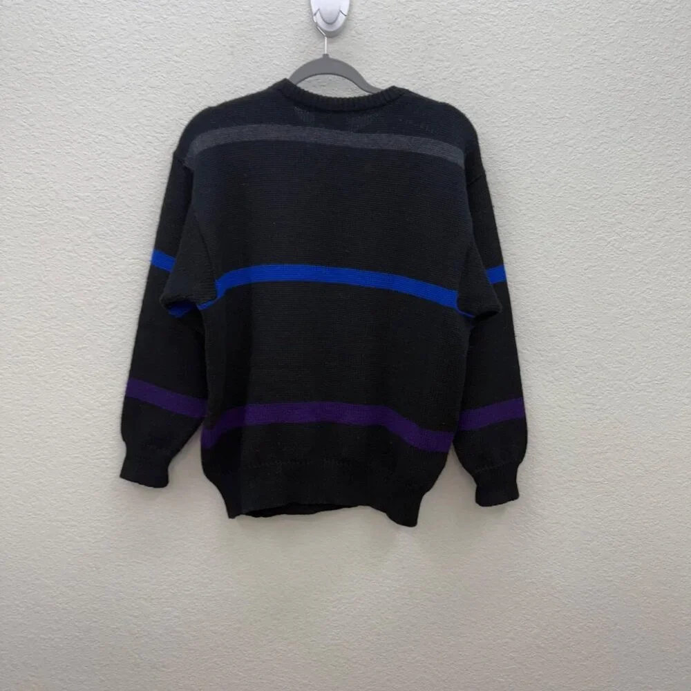 VTG Coogi Australia Pure Wool Black Knit Crewneck Pullover Sweater Mens sz Small